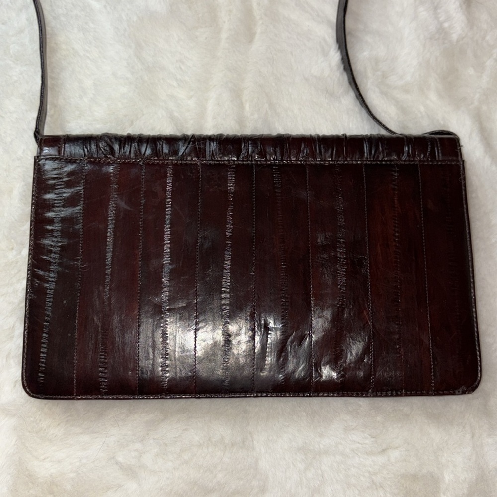 Genuine Luxury EEL Skin Purse w/ Strap Converts to Clutch Bag - Picture 5 of 15